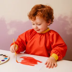 Childs Art Apron (Red + Yellow Trim)